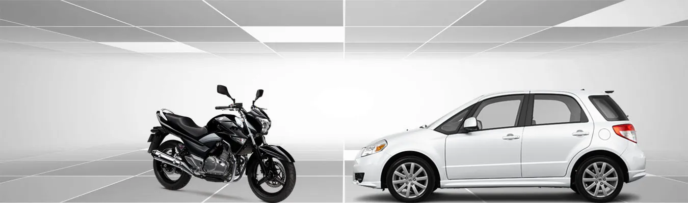 A motorcycle and a car for vehicle loans